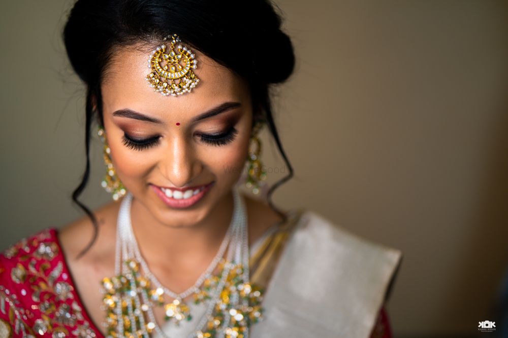 Photo of bridal makeup with nude lips