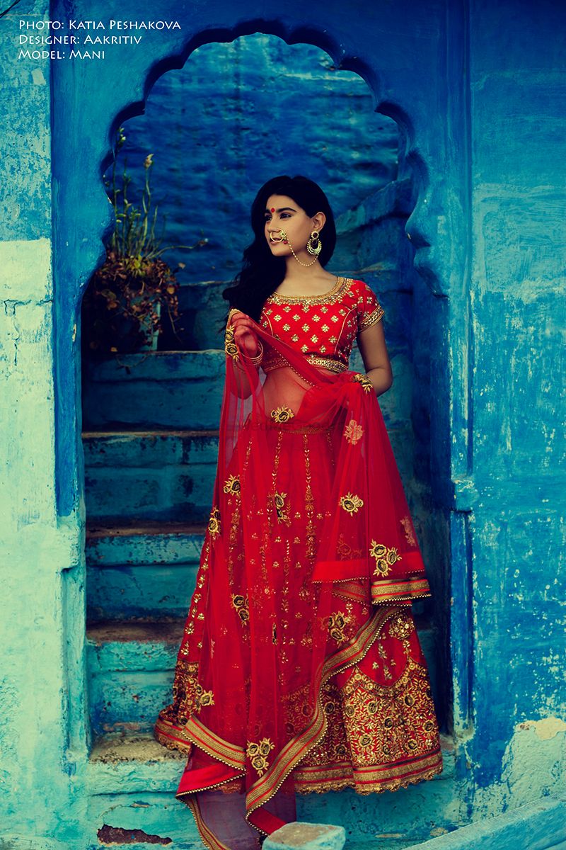 Photo of deep red bridal lehenga