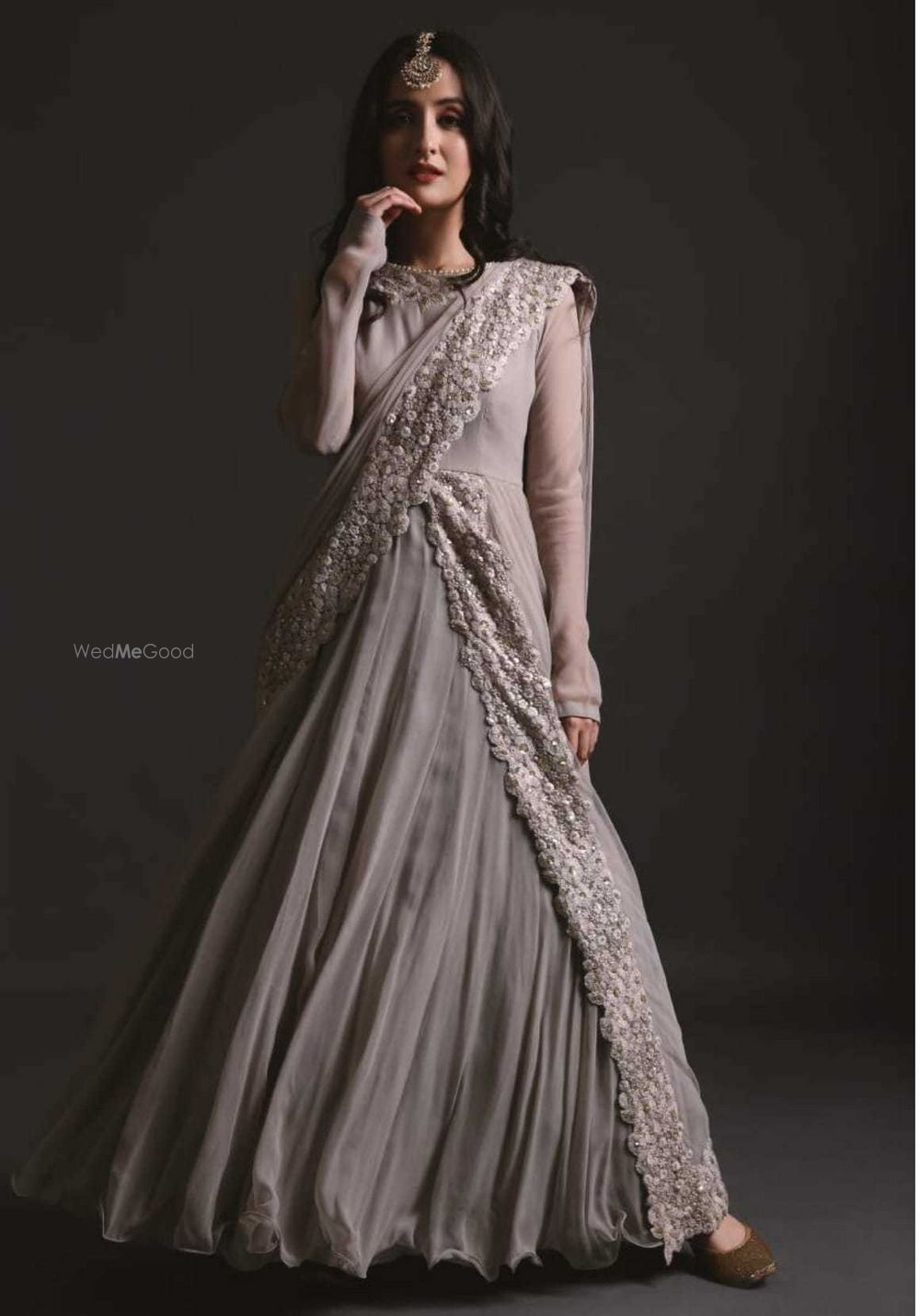 Photo of Engagement or roka fusion outfit in grey