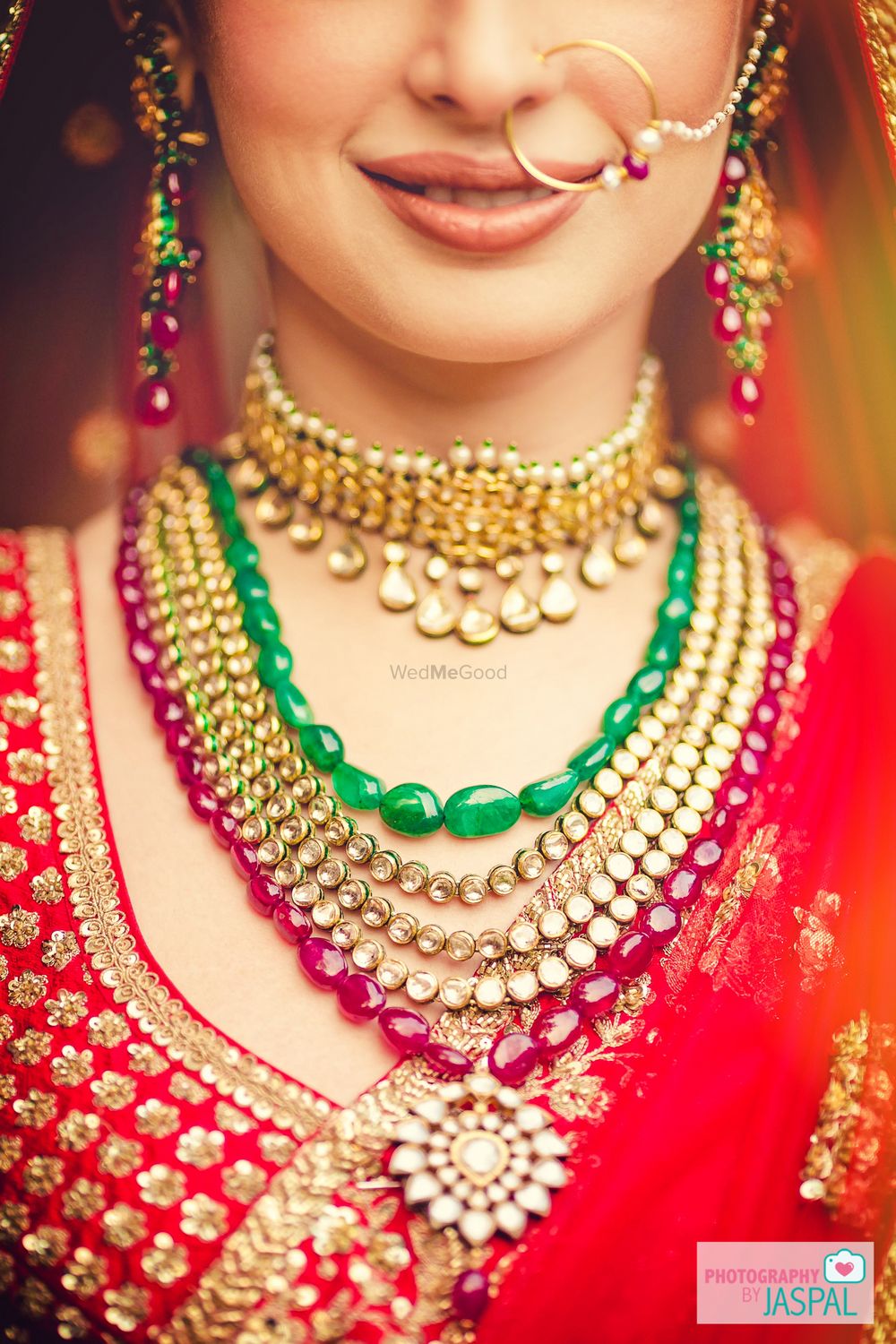 Photo of Layered contrasting bridal necklace with beads