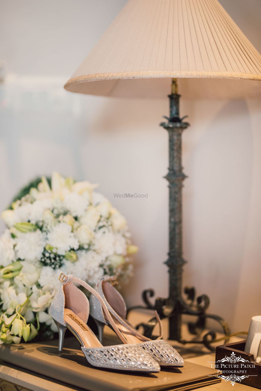 Photo of Silver bridal heels with mirror work