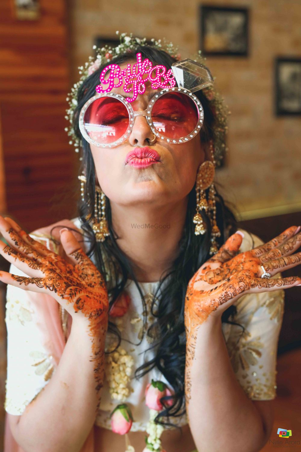 Photo of Cute mehendi portrait for bride-to-be