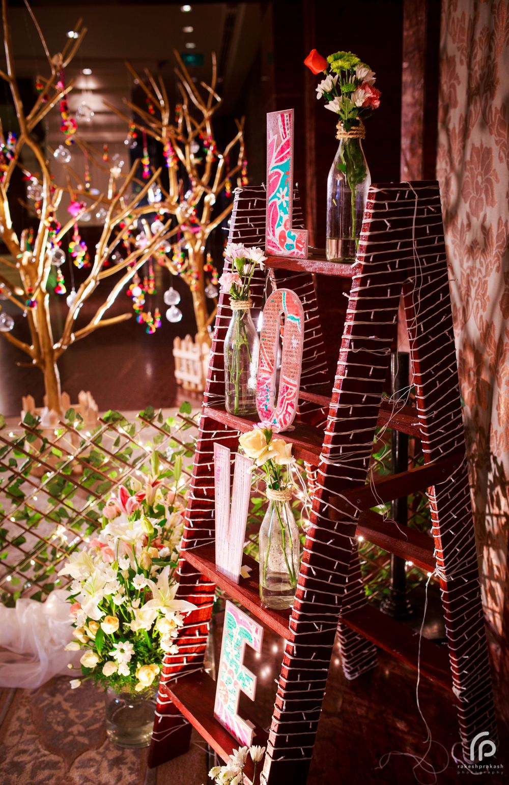 Photo of Love Wooden Blocks Arrangement on Ladder Decor