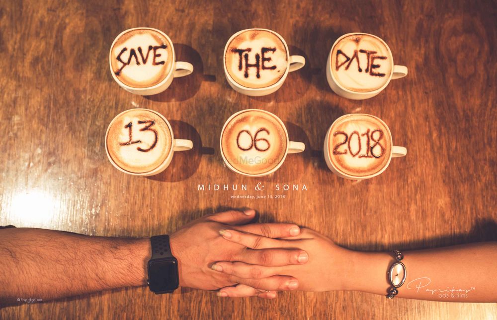 Photo of Unique coffee save the date shoot