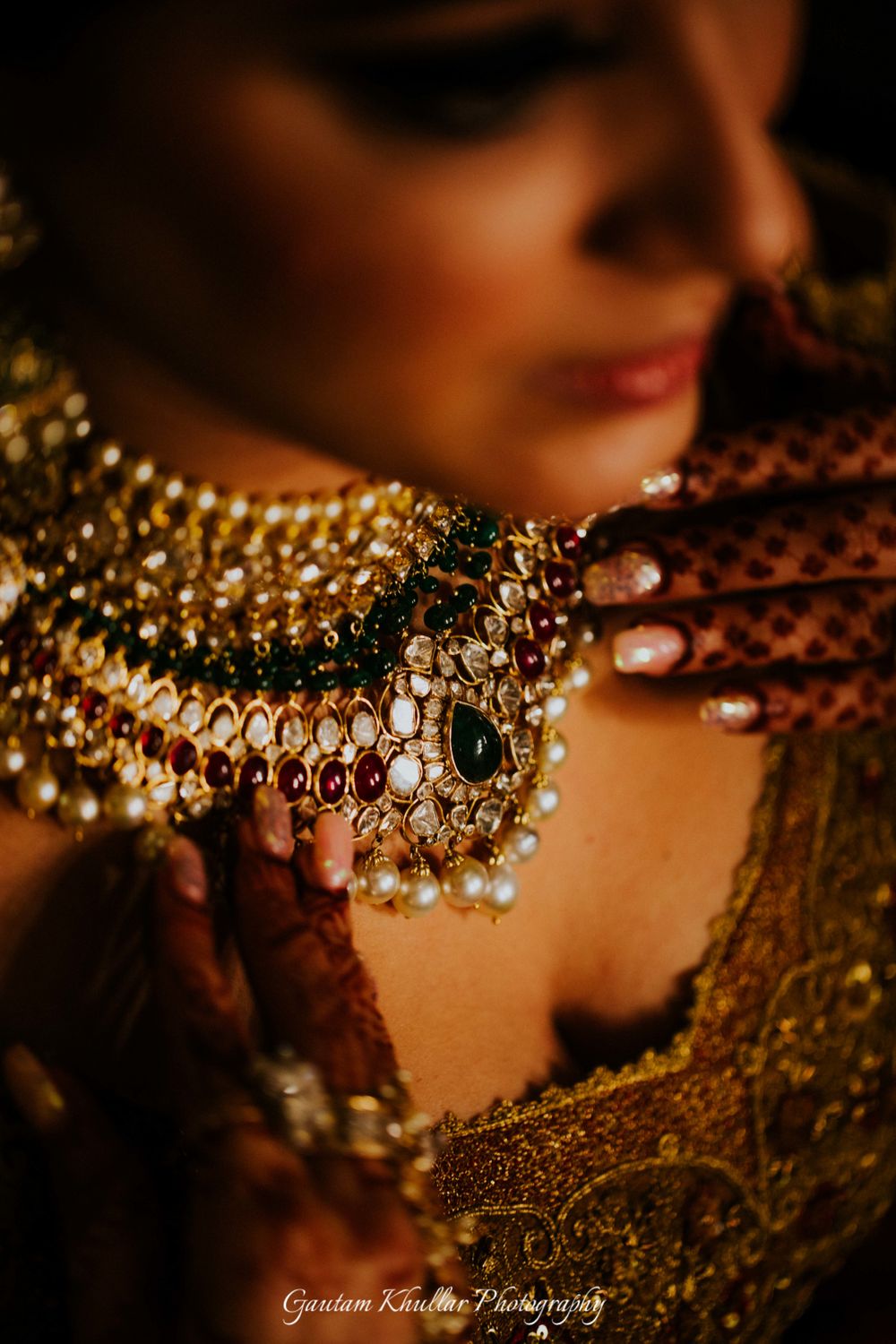 Photo of Bridal necklace close up shot