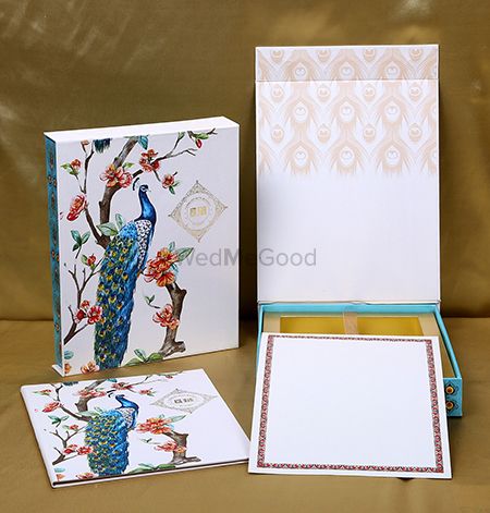 Photo of Peacock theme wedding invite box