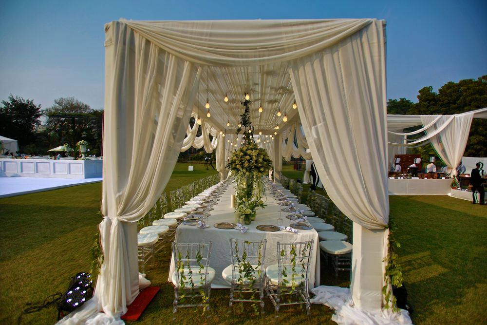 Photo of Intimate long table setting for brunch