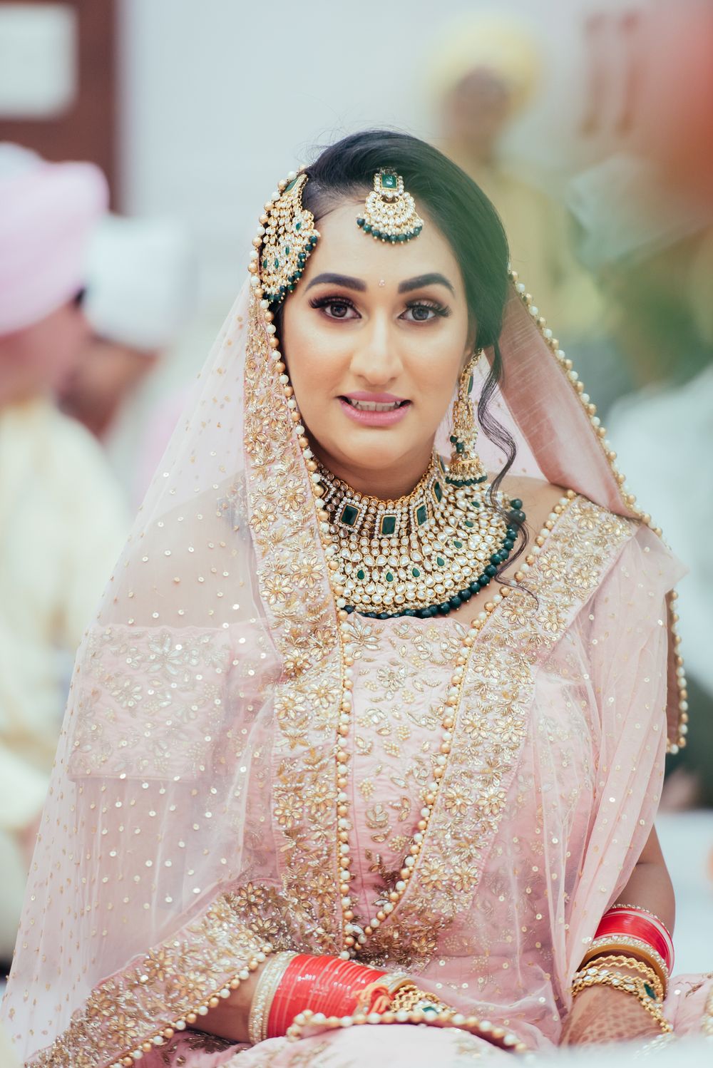 Photo of Sikh bridal look with bib necklace