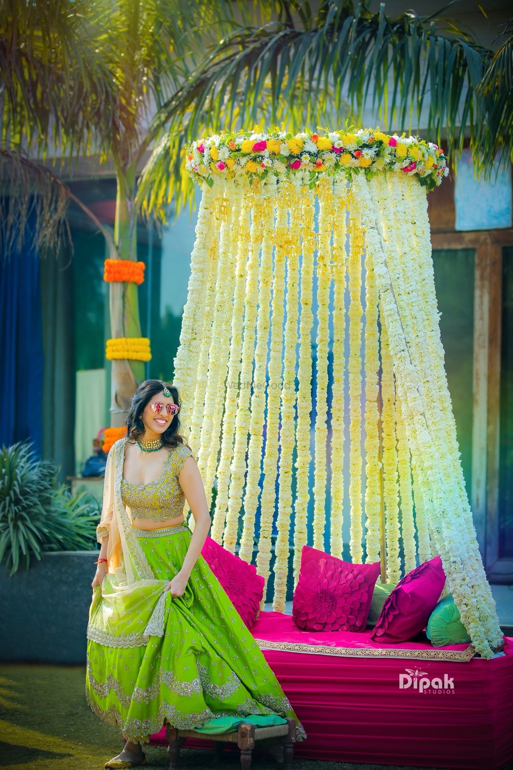 Photo of Happy bride in green Anushree reddy lehenga