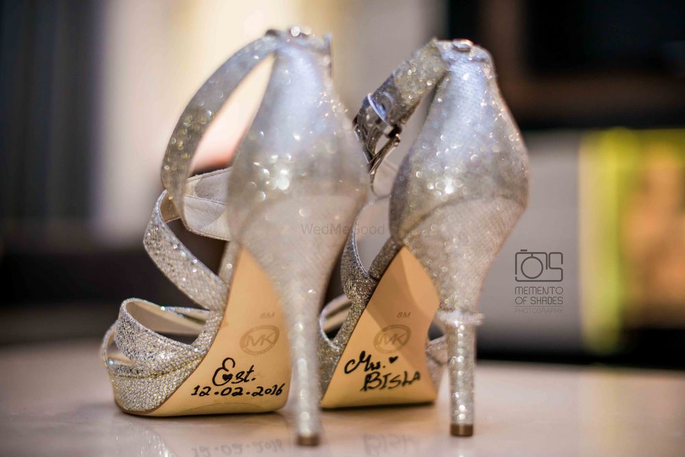Photo of Bridal Shoes with Messages and Dates on the Sole