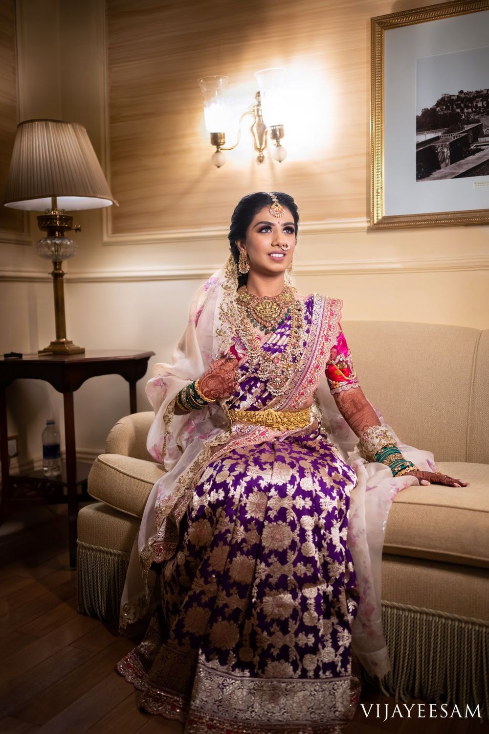 Photo of Regal South Indian bridal portrait.