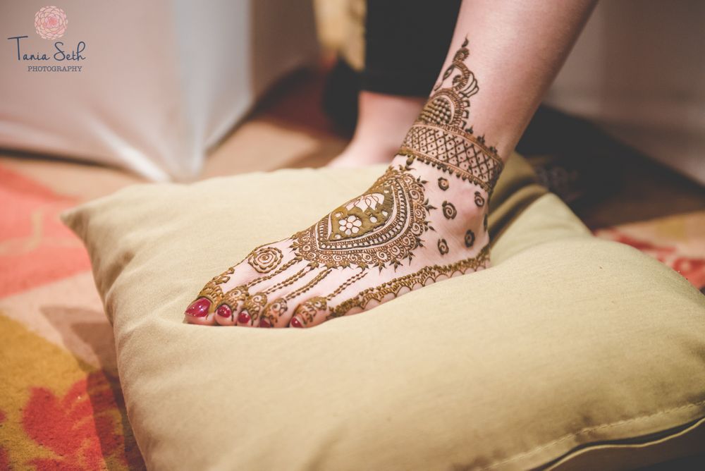 Photo of Bridal Feet Mehendi Design - Lotus and Peacock Design