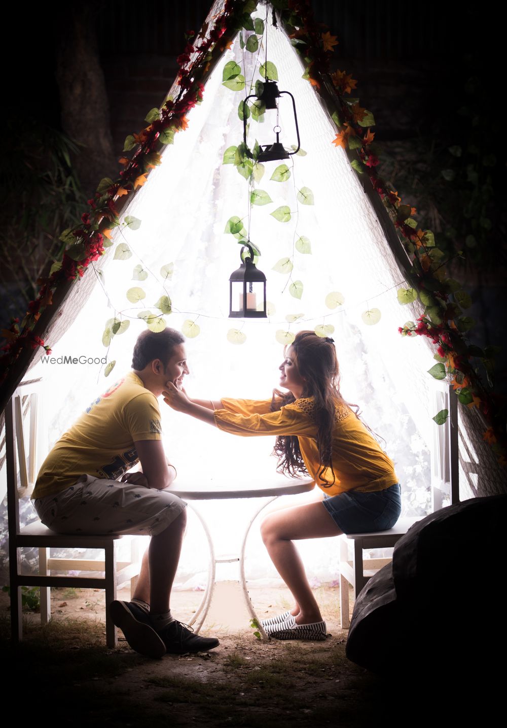 Photo of Glamping theme pre wedding shoot in tent