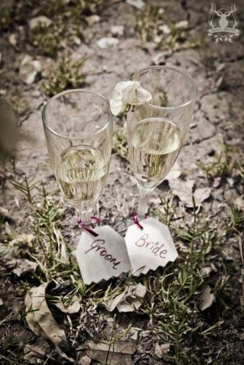 Photo of props for pre wedding shoot champagne glasses
