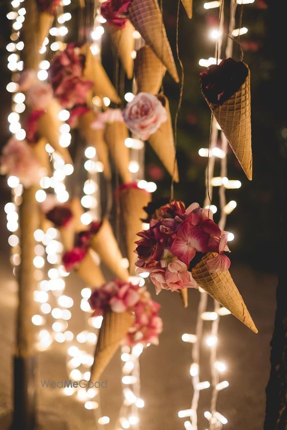 Photo of Flowers in hanging ice cream cones