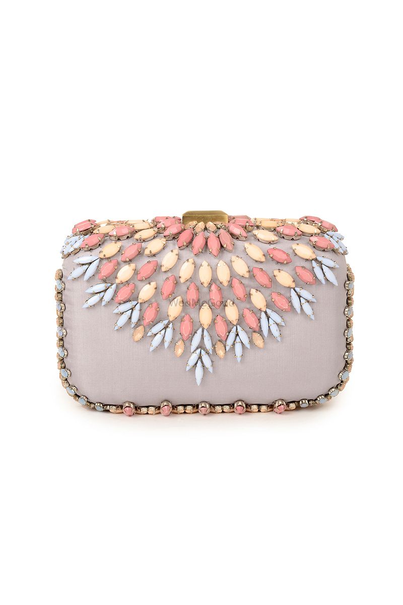 Photo of light grey and pink clutch