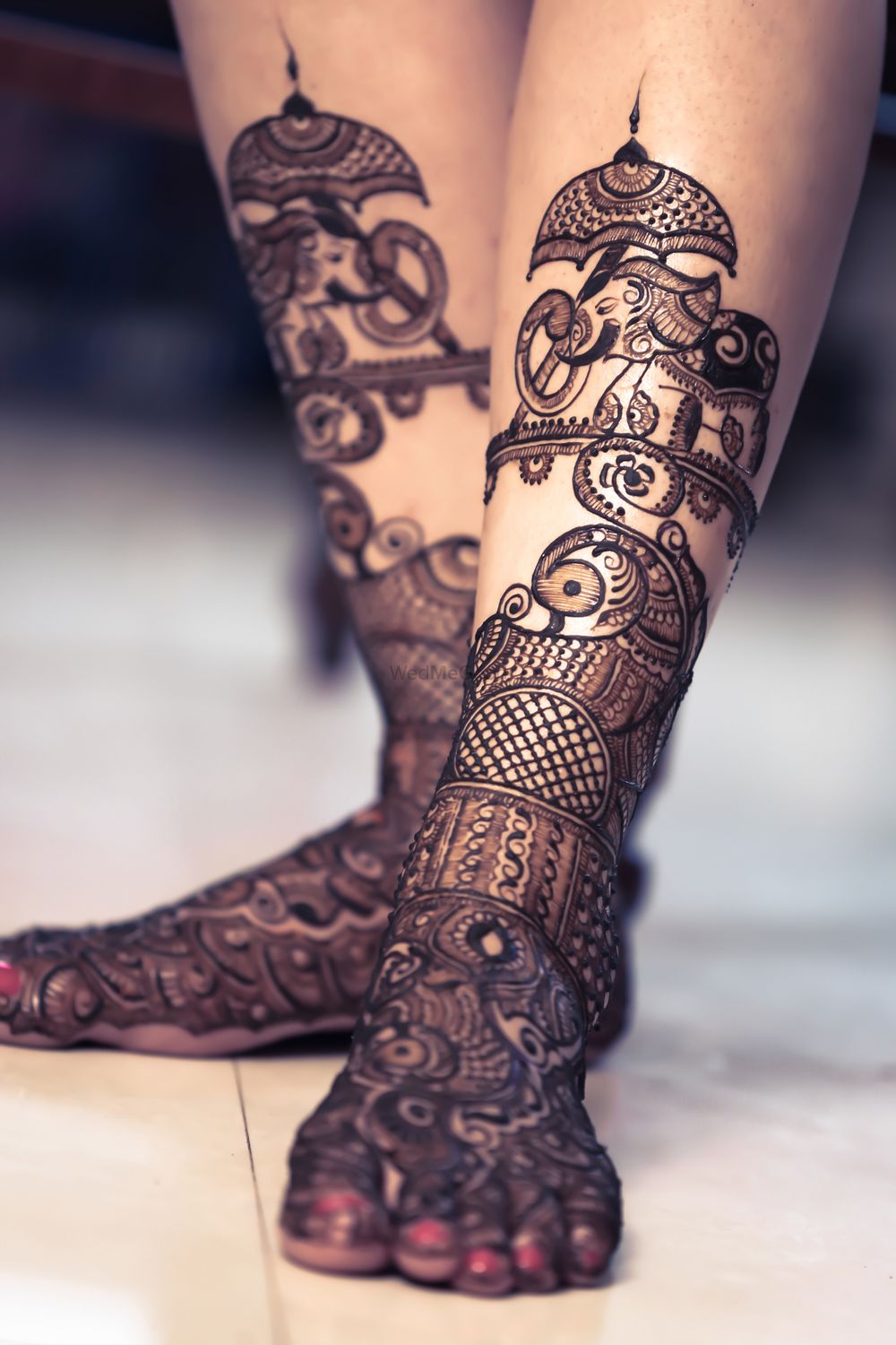 Photo of Royal Design Mehendi on Feet with Elephant Design