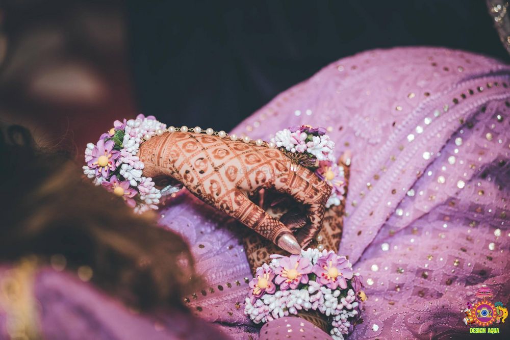 Photo of Floral haathphool mehendi jewellery in lilac