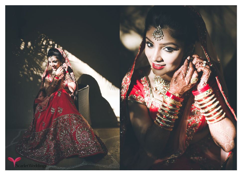 Photo of Bridal Portrait with bride in red lehenga