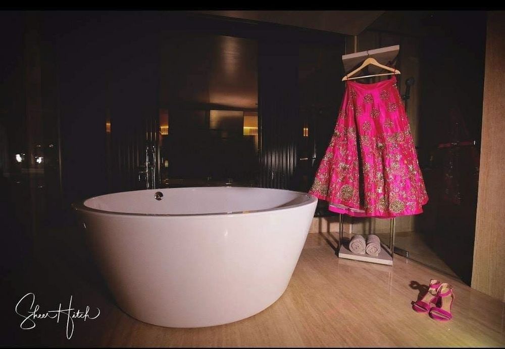 Photo of Bathroom shoot lehenga on hanger