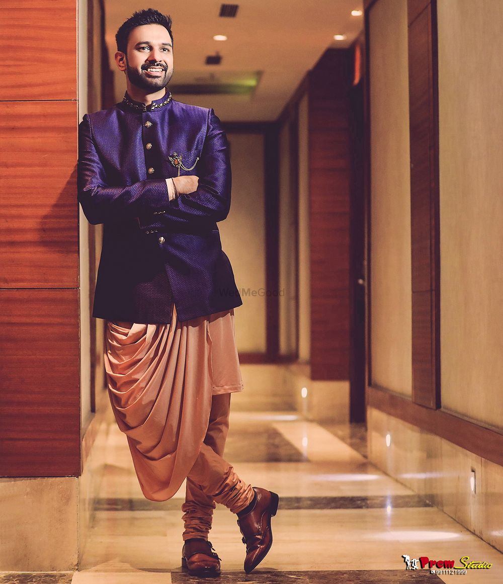 Photo of Unique draped kurta with jacket for cocktail