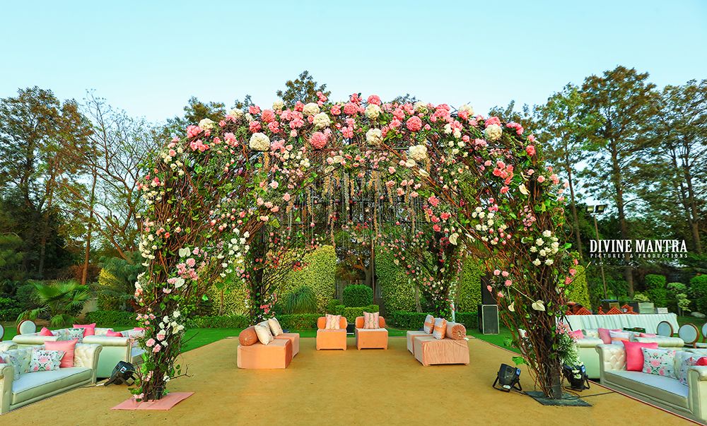 Photo of Floral mandap with enchanted forest theme