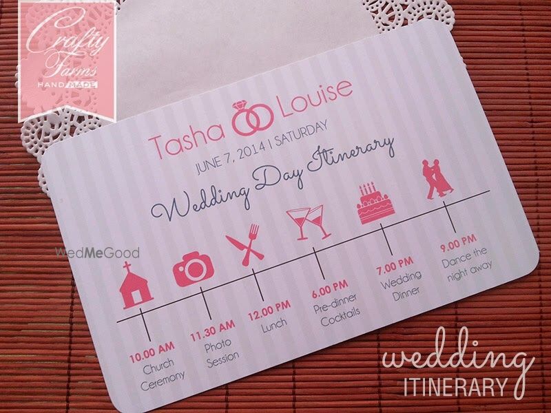 Photo of Cute wedding day itinerary card for the wedding