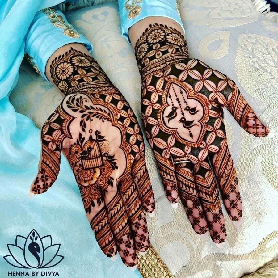 Photo of Mehendi with birds and birdcages