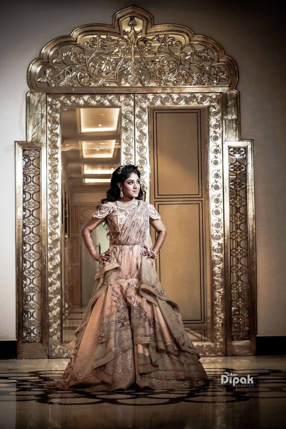 Photo of Indo western peach gown for sangeet