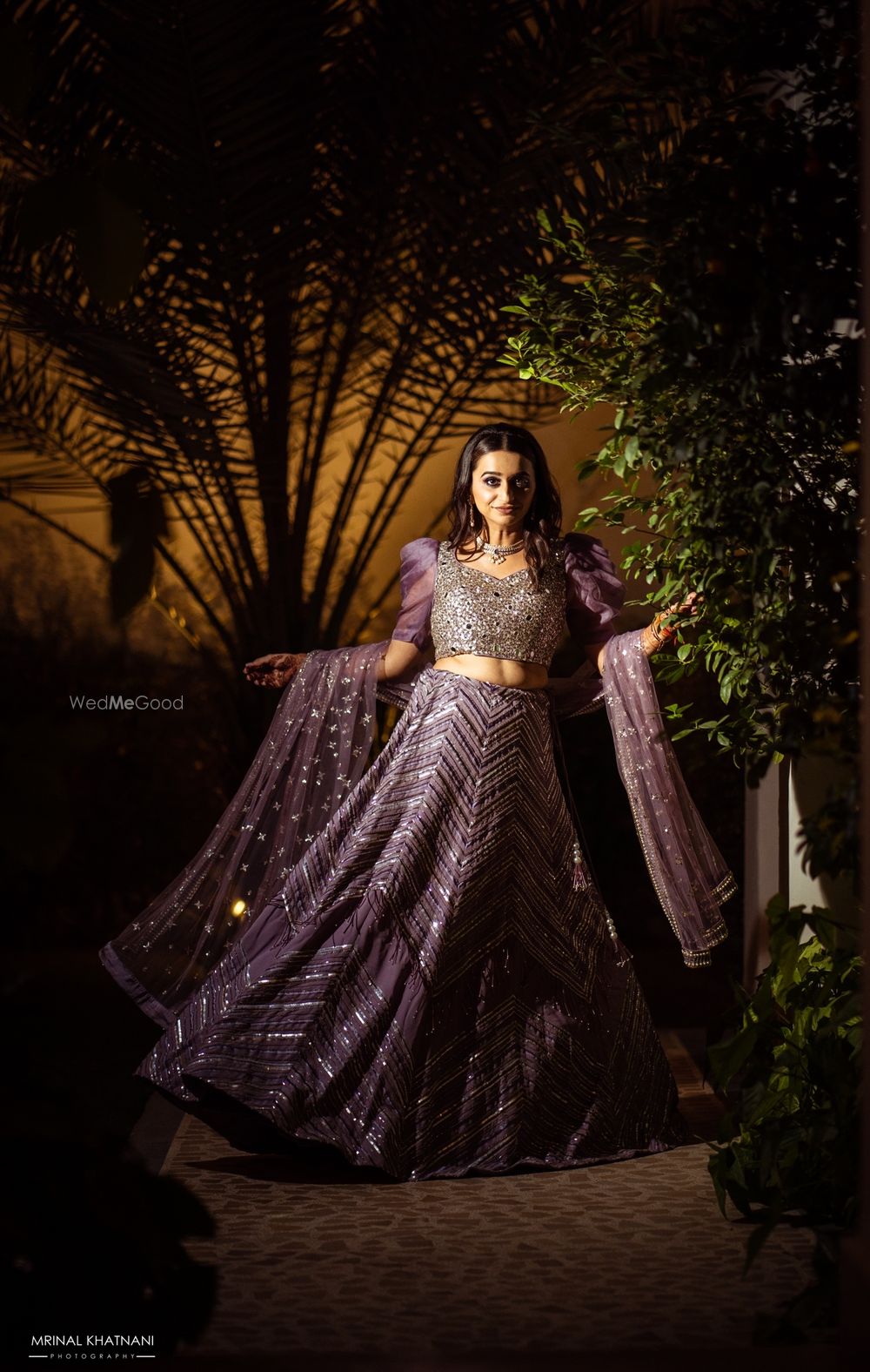 Photo of Modern engagement lehenga with chevron work