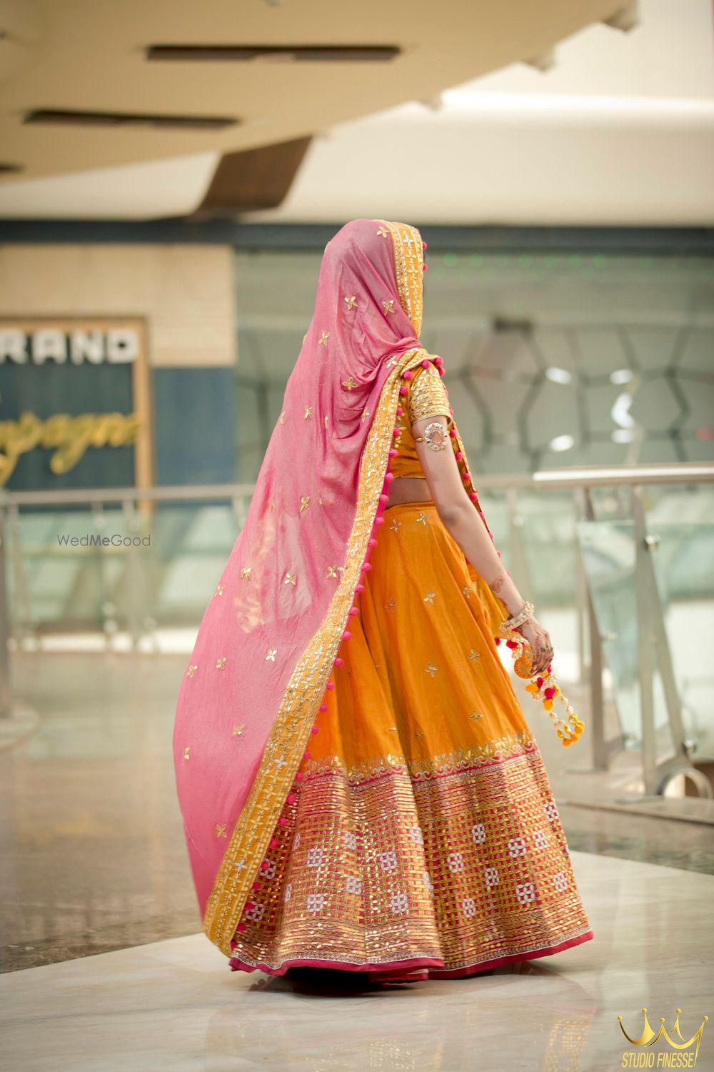 Photo of Mango and Bubblegum Pink Traditional Lehenga