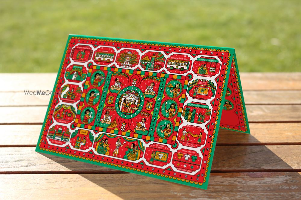 Photo of red and green wedding card