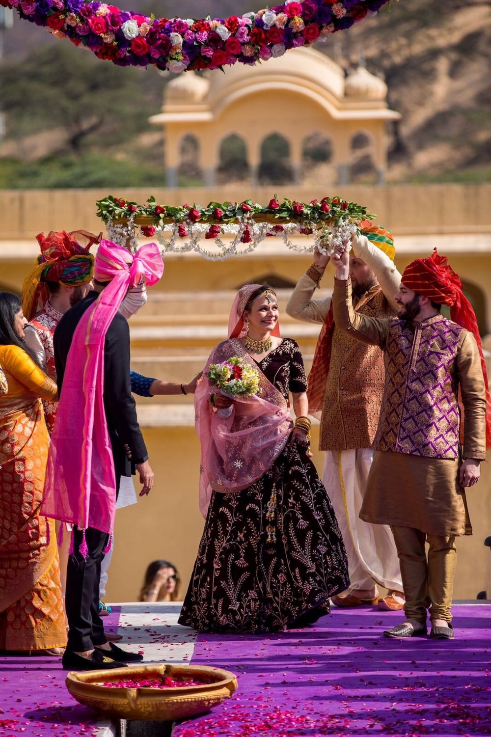 Photo of Fort wedding bridal entry with flowers