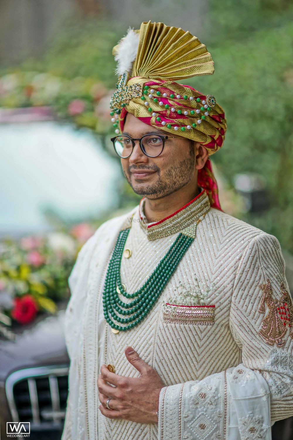 Photo of Groom necklace and safa with beads