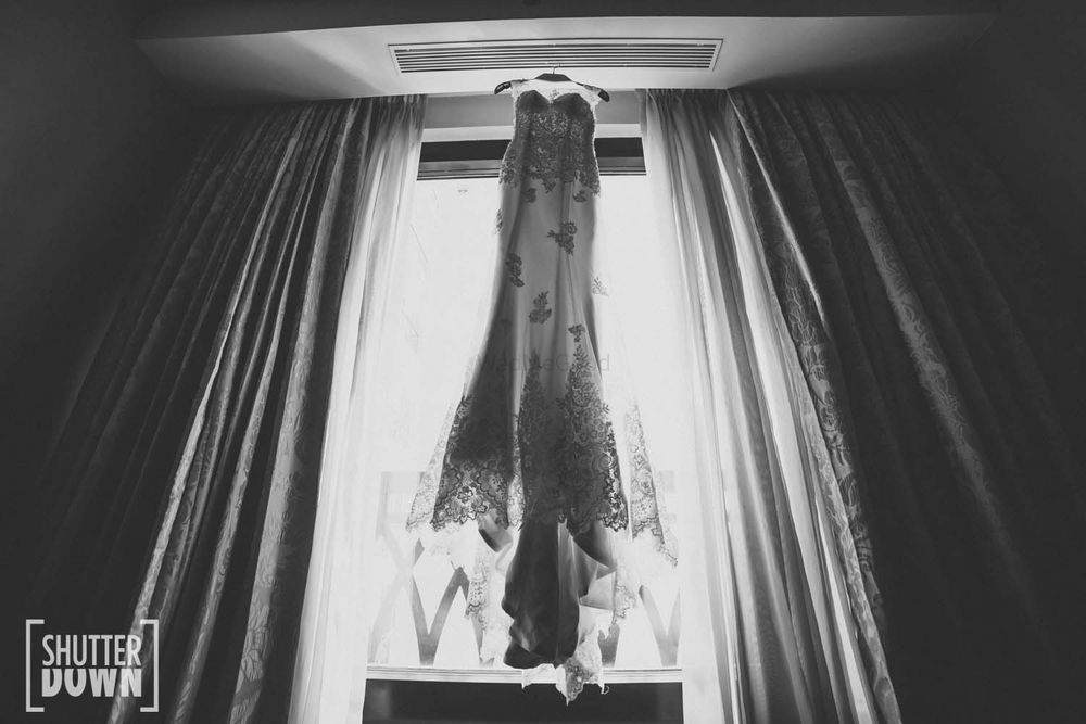 Photo of hanging gown shot
