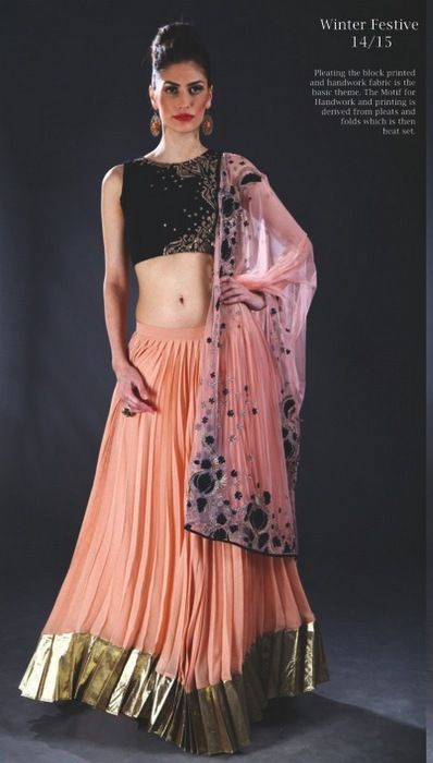 Photo of peach and black lehenga