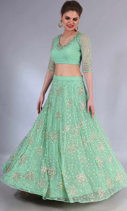 Photo of mint green lehenga