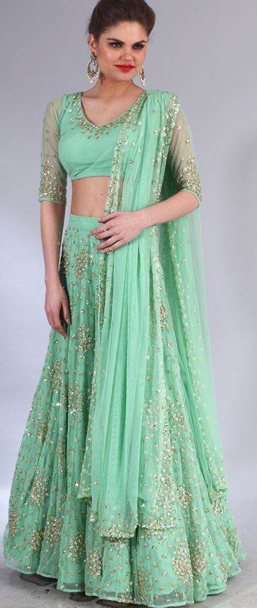 Photo of mint green lehenga