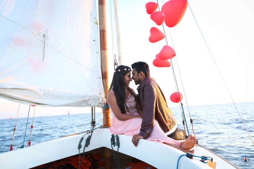 Photo of pre wedding shoot on a sailboat