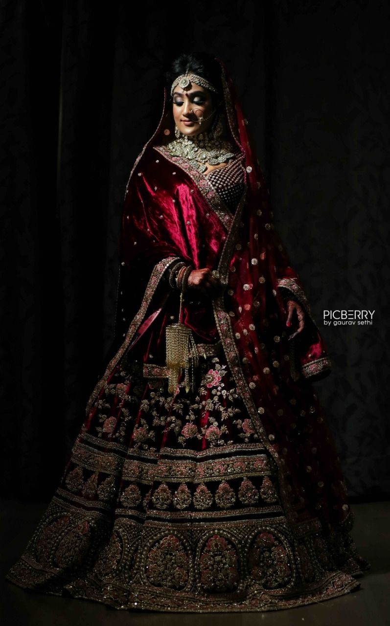 Photo of Sabyasachi maroon bridal lehenga