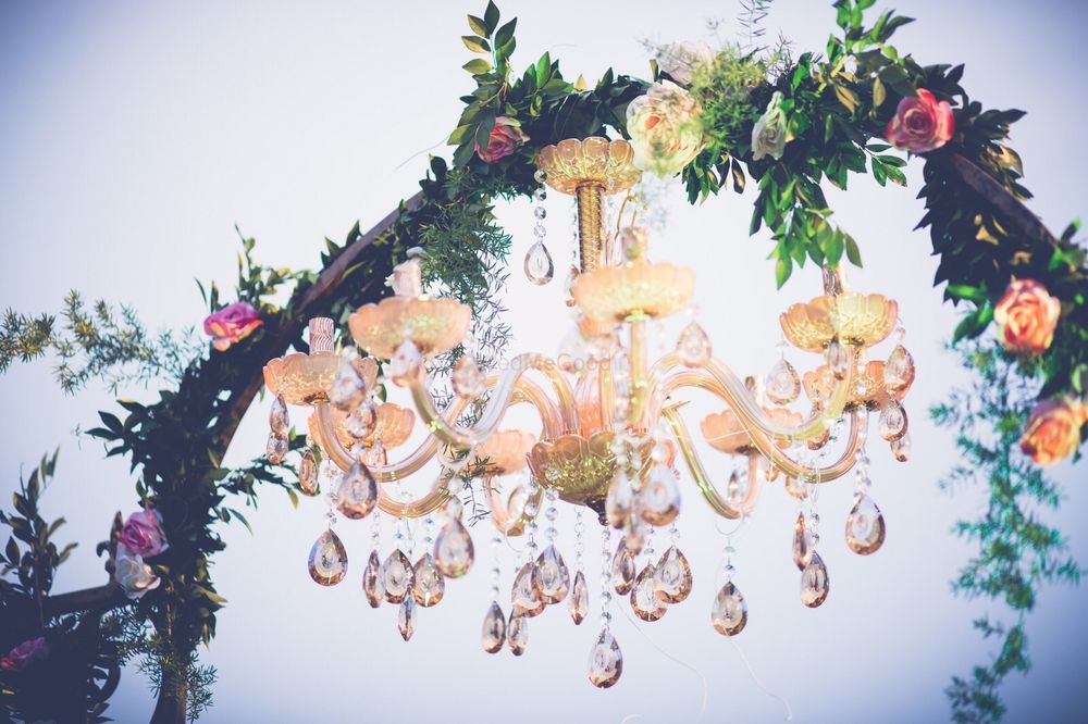 Photo of Glamorous chandelier amidst ferns