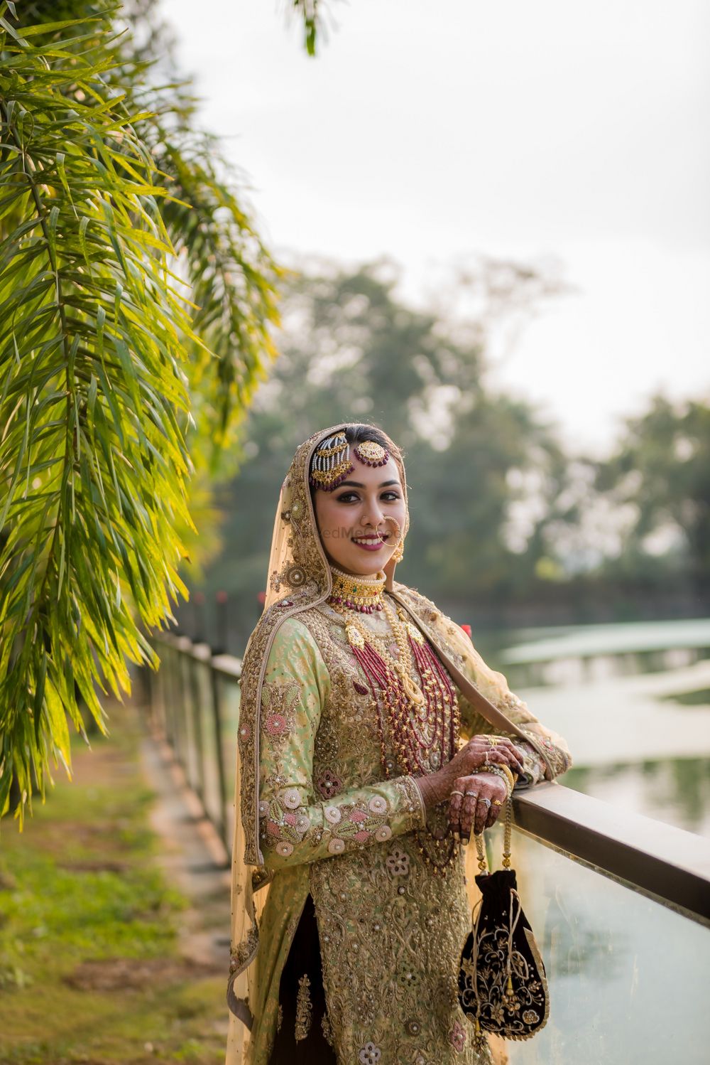 Photo of Muslim bridal look in all gold outfit
