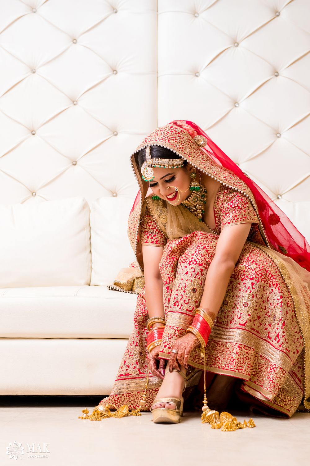 Photo of Bride getting ready shot wearing anklet