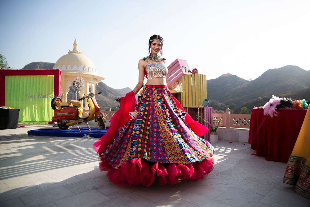 Photo of Boho panelled lehenga for mehendi