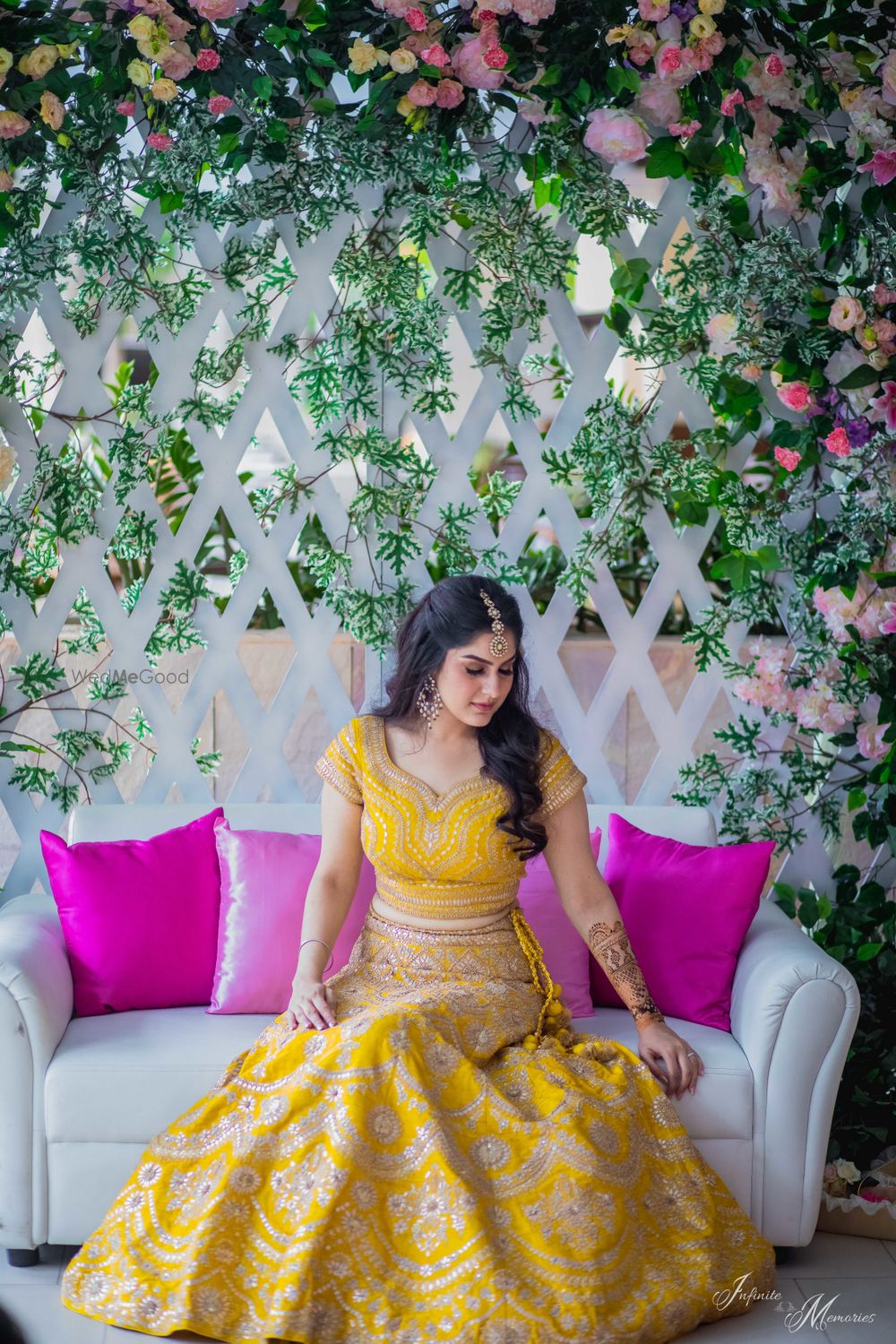 Photo of Yellow mehendi lehenga without dupatta