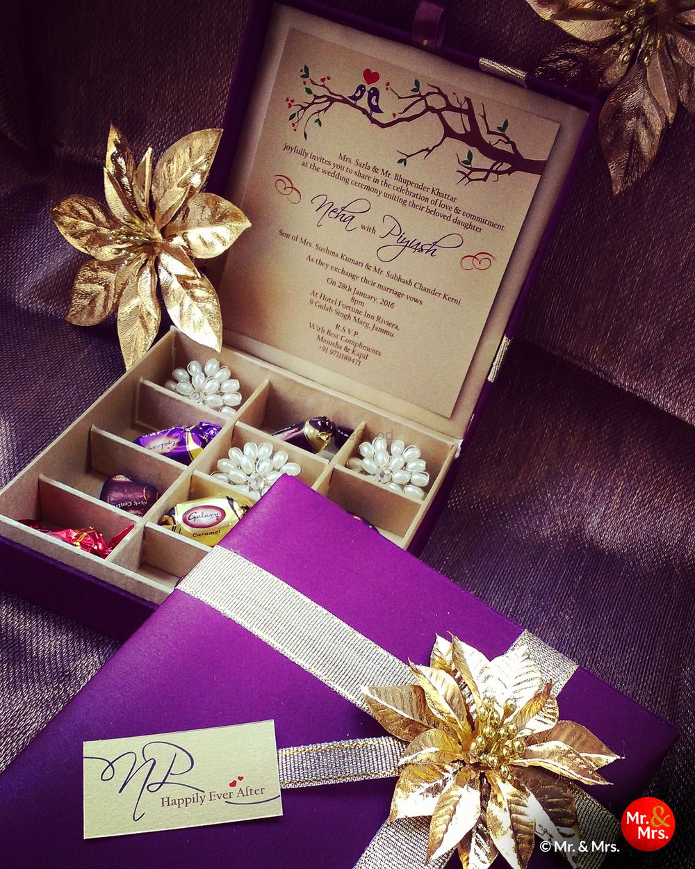 Photo of Purple and Gold Invitation Box