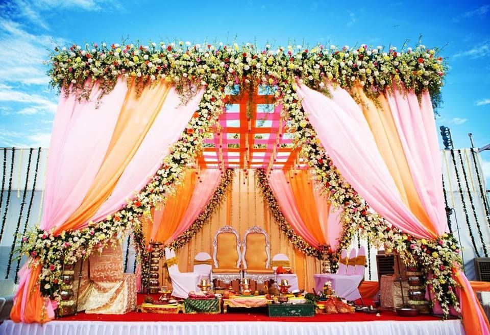 Photo of Breathtaking mandap decor for a day wedding.