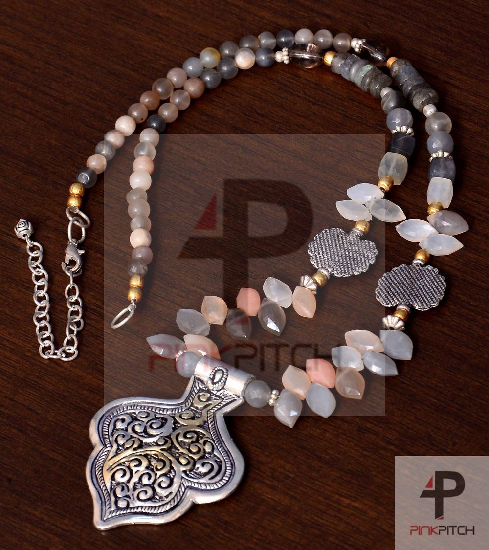 Photo From Designer Necklace with German Silver Pendant and Semi precious Beads - By Pink Pitch