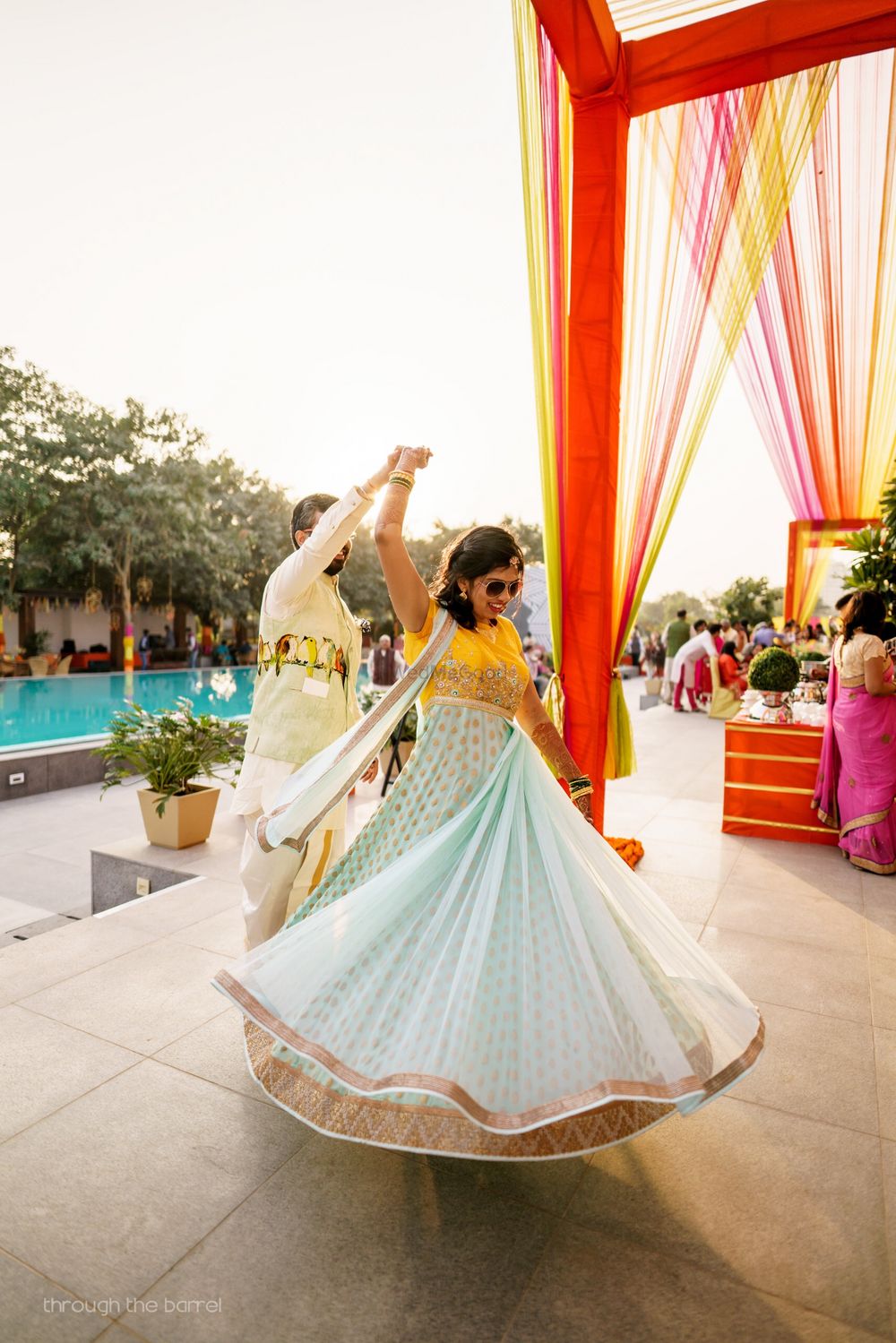 Photo of Yellow and mint blue anarkali