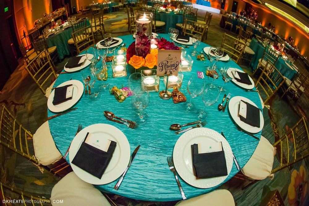 Photo of turquoise table cloths
